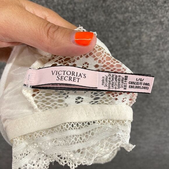 Victoria's Secret Bralette Bra Women L Large White Floral Lace Wireless Sheer - Picture 3 of 5